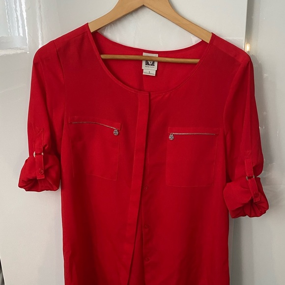 Anne Klein red blouse size S - Picture 8 of 12
